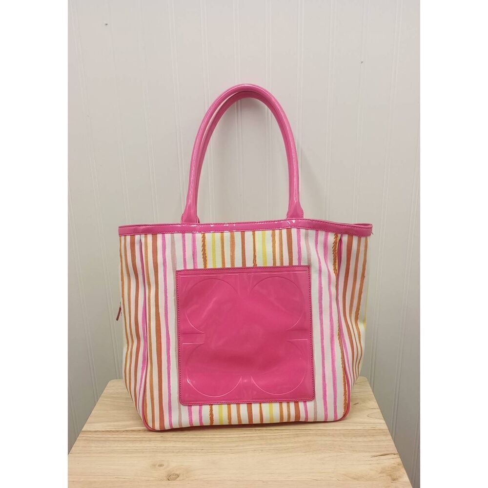 Liz Claiborne, large hand bag. Tote, with  wallet. Patent , canvas